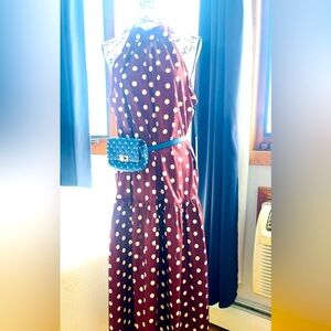 Nicole Miller NY Polka Dot Midi Dress – Size L (Bag Not Included)